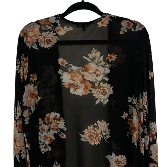 FASHION NOVA Black Floral Semi-Sheer Mesh Duster Cardigan 2X - Picture 8 of 12